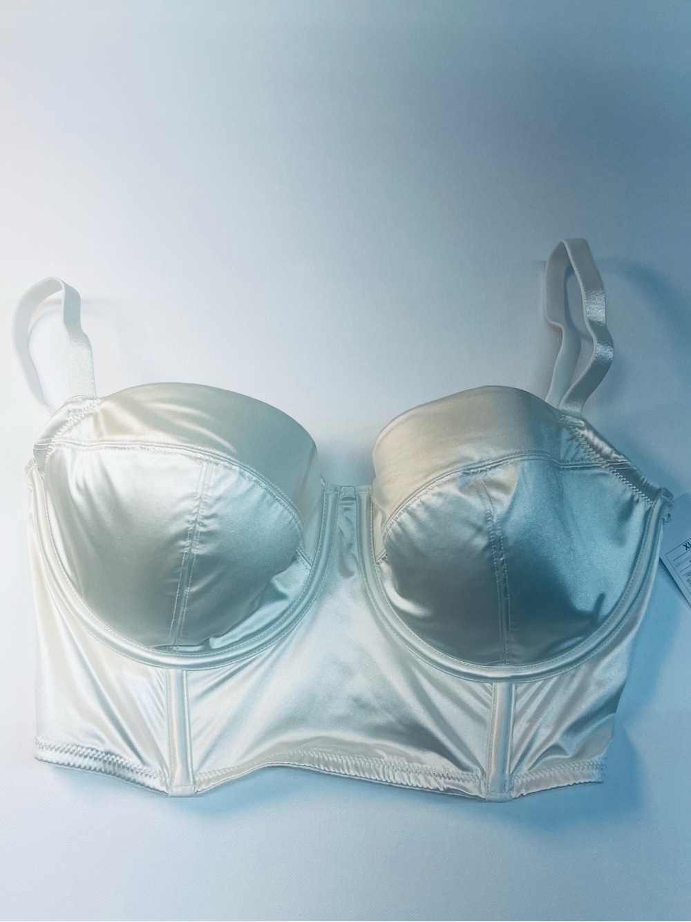 Auden Satin Longline Bra - Ivory